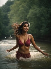 women enjoying in water