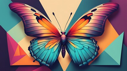 A butterfly transforming into abstract geometric lines, with one half realistic and the other half digital 