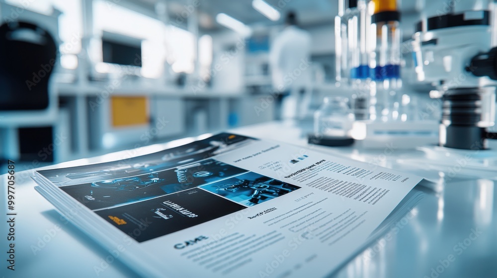 Poster a white science laboratory background with a flyer designed in indesign featuring the word 'hospital