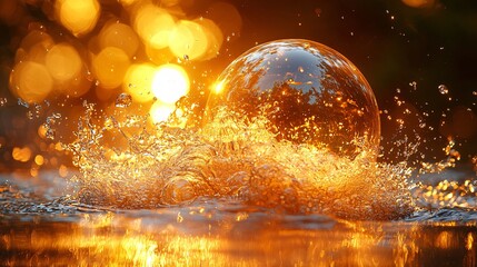 A golden bubble gently merging into the surface of a transparent skin cell