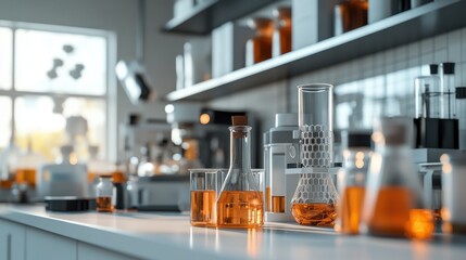 Nurse symbol prominently displayed on a blue lab bench, with a clean and professional background featuring organized scientific instruments and a spotless laboratory environment.