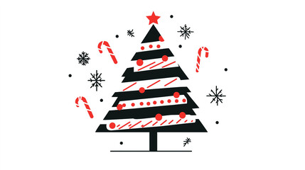 Delightful Minimalist Christmas Tree with Candy Canes, Great for Crafting Custom Holiday Gift Tags