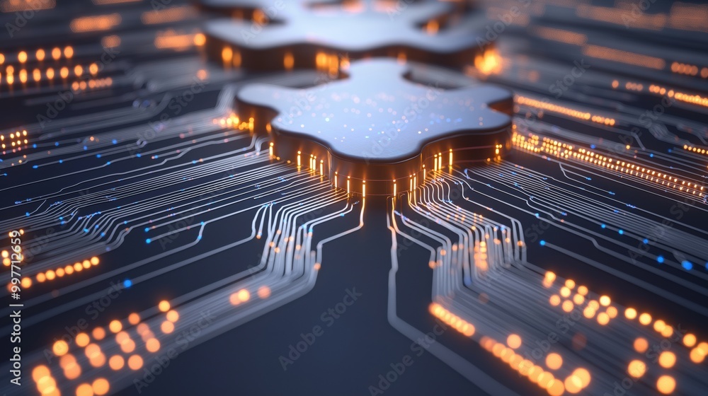 Poster macro shot of neural network interface visualization
