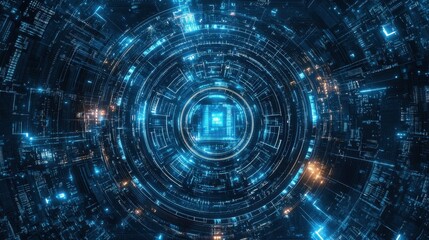 Abstract Digital Glowing Circuit Board Pattern