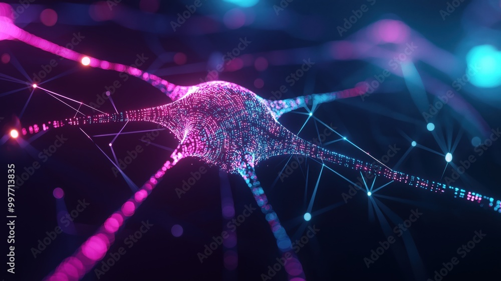 Poster detailed view of neural network pathways in research