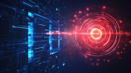 Fototapeta premium Abstract Digital Network with Red and Blue Glowing Lines
