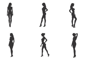 silhouettes set of beautiful sexy women