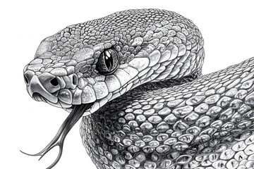 Naklejka premium 精密な蛇のイラスト - リアルな鱗と表現力豊かなポートレート