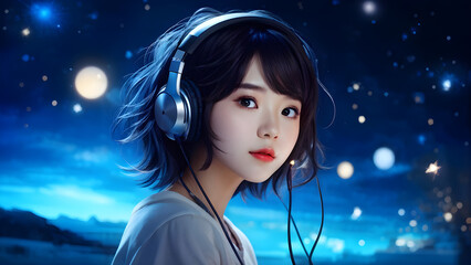 girl with headphones