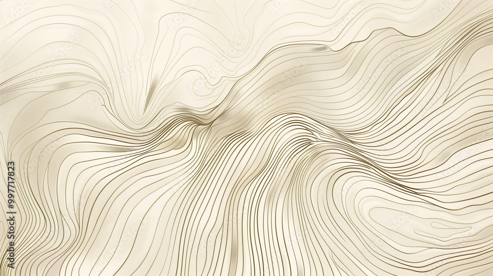 Aufkleber abstract background with organic, hand-drawn lines in a soft beige color, creating gentle, flowing p