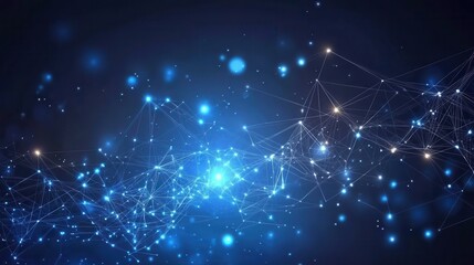 Fototapeta premium Abstract Blue and White Interconnected Network with Glowing Points