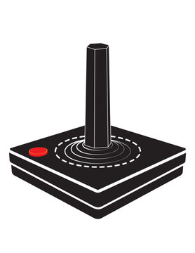 A minimalist vector of a classic Atari-style joystick, capturing the essence of retro gaming. Perfect for designs related to vintage video games, gaming history, or 1980s nostalgia.