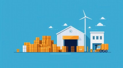 Import barriers, goods blocked from entering, flat design illustration