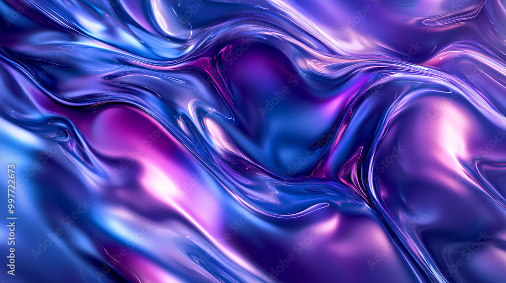 Poster abstract blue and purple liquid waves