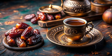 Traditional Arabic coffee served with sweet dates , Arabic, coffee, date fruit, beverage, Middle Eastern, hospitality