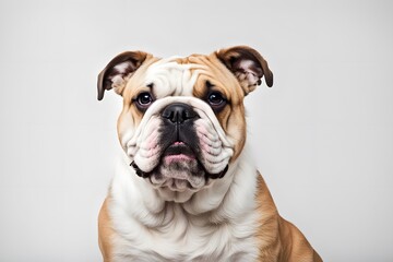 Obraz premium Bulldog mix on white background, AI Generated