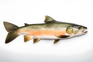 Fototapeta premium Bull trout fish on white background, AI Generated