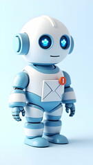 Cute Robot with Notification Badge: AI Email Delivery in a Digital World