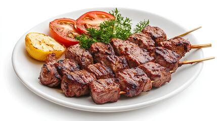 Churrasco on plate isolated on white background