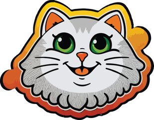 A happy cute cat sticker illustration vector .