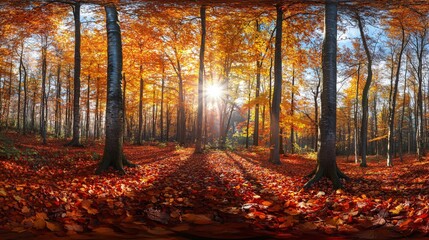 Obraz premium Vibrant Autumn Forest with Colorful Foliage