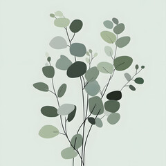 2D illustrator doodle-style floral and leaf graphics on a white background or wallpaper