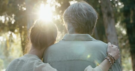 Hugging lovingly in the park