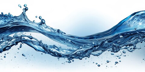 Dynamic Water Wave Splash Vibrant Blue Aquatic Motion in Minimalist Gradient Background - Energetic Freshness Concept for Design and Advertising