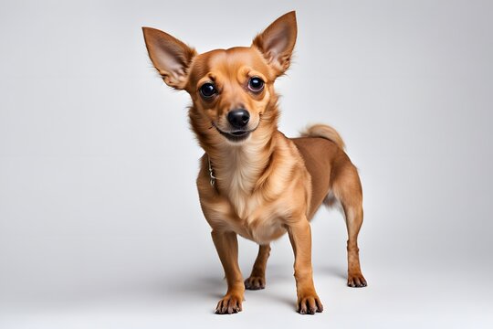 Chiweenie dog on white background, Ai Generated