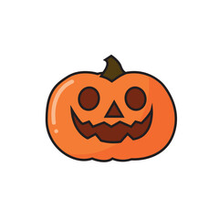 Pumpkin head. Cute and scary Halloween pumpkin monster. Holidays cartoon character in flat style collection.