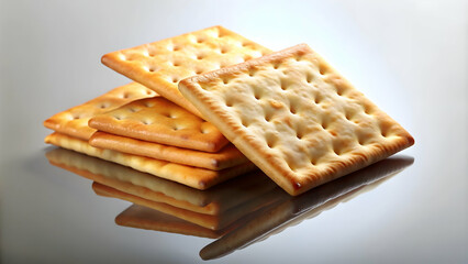 Realistic soda crackers with light reflection on background, , soda crackers, realistic, light effect, isolated, background