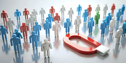 Magnet attracting diverse group of people, talent acquisition, recruitment, attracting, crowd, magnet, figures, diverse