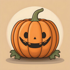 Pumpkin with a scary face and soft background. Jack o lantern pumpkin logo for graphic resources flat vector design