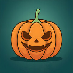 Pumpkin with a scary face and soft background. Jack o lantern pumpkin logo for graphic resources flat vector design