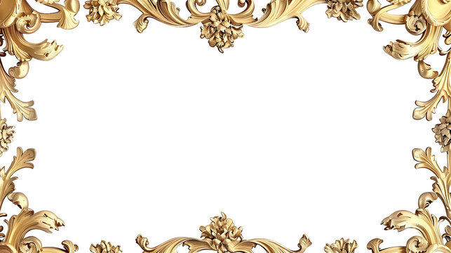 Oriental style vintage gold rectangle frame border