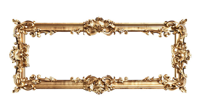 Gold rectangle frame vintage horizontal border