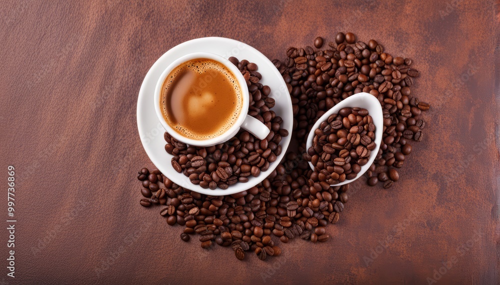 Wall mural cup of coffee with beans