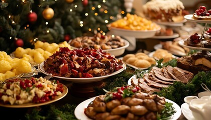 Christmas Feast: A Table Filled with Delectable Dishes