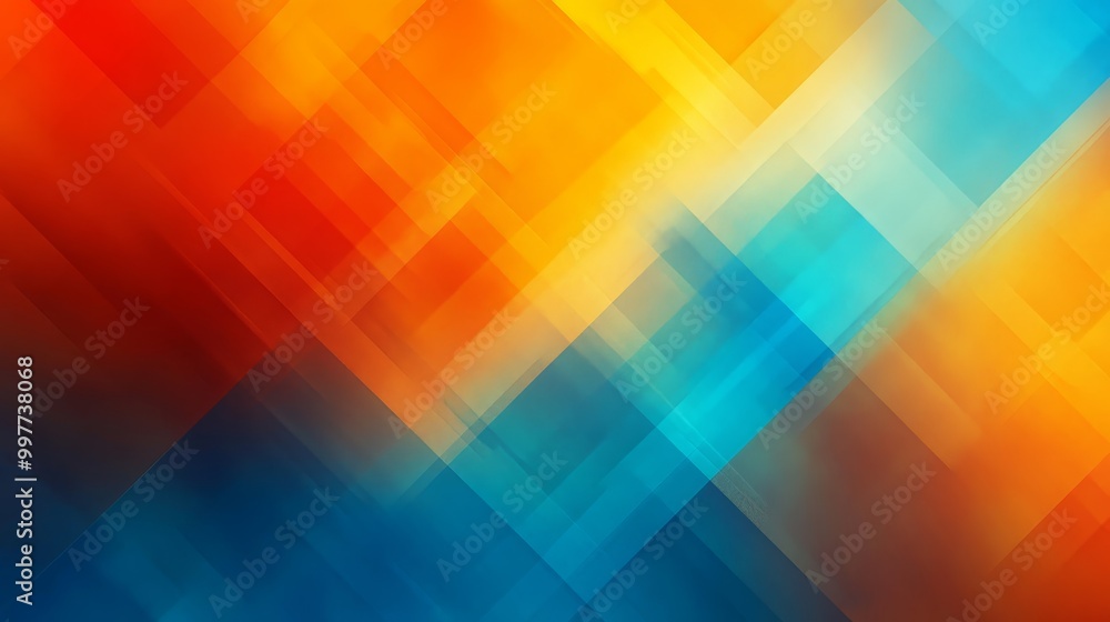 Poster abstract background with a vibrant gradient blend of warm oranges and cool blues, creating a dynamic