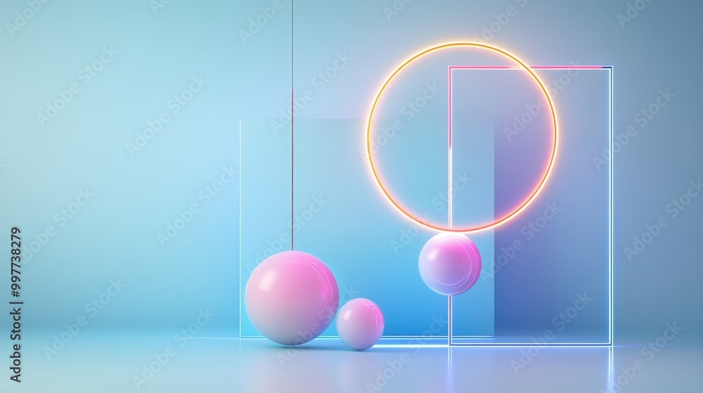 Poster abstract geometric shapes with vibrant neon colors create a modern and futuristic aesthetic. the com