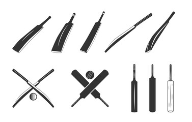 Cricket bat silhouette, Cricket bat svg,  Cricket bat outline, Cricket bat vector set, Sports bat svg, Cricket bat logo bundle, Bat silhouette. 