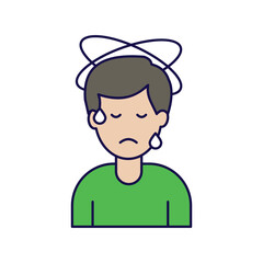 depression color line icon with white background vector stock illustration