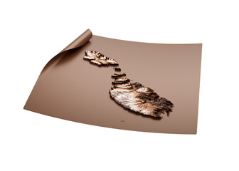 Map Of Malta Old Style Brown On Unrolled Map Paper Sheet On White Background 3d Illustration
