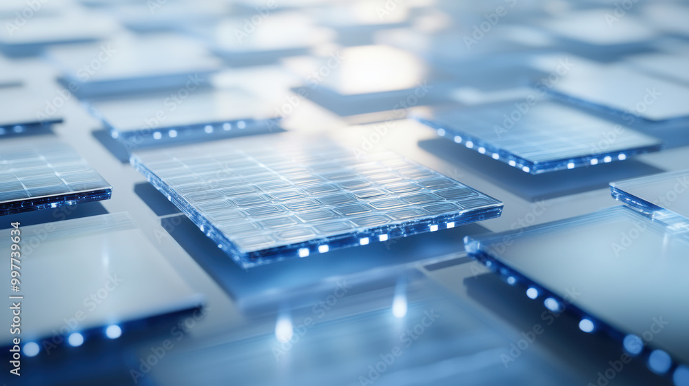 Poster crisp high tech depiction of solar cells showcasing their sleek design and advanced technology. imag