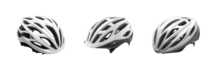 Set of modern bicycle helmet isolated on white background
