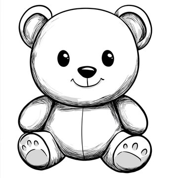 Cute kawaii tedy bear coloring page for kids