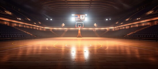 Empty Basketball Arena with a Spotlight