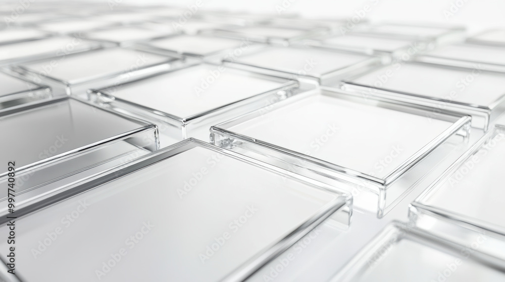 Poster transparent glass panels arranged in grid pattern create modern and sleek aesthetic. clean lines and