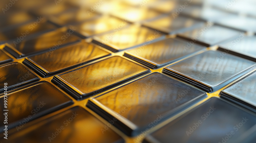 Aufkleber high tech solar energy cells arranged in grid pattern, showcasing their sleek design and reflective 
