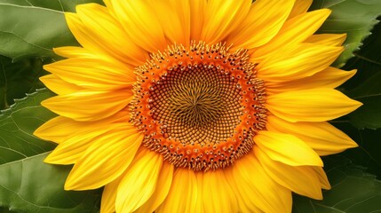 Fototapeta premium Radiant Symmetry: Close-Up of Perfectly Balanced Sunflower Center in Nature